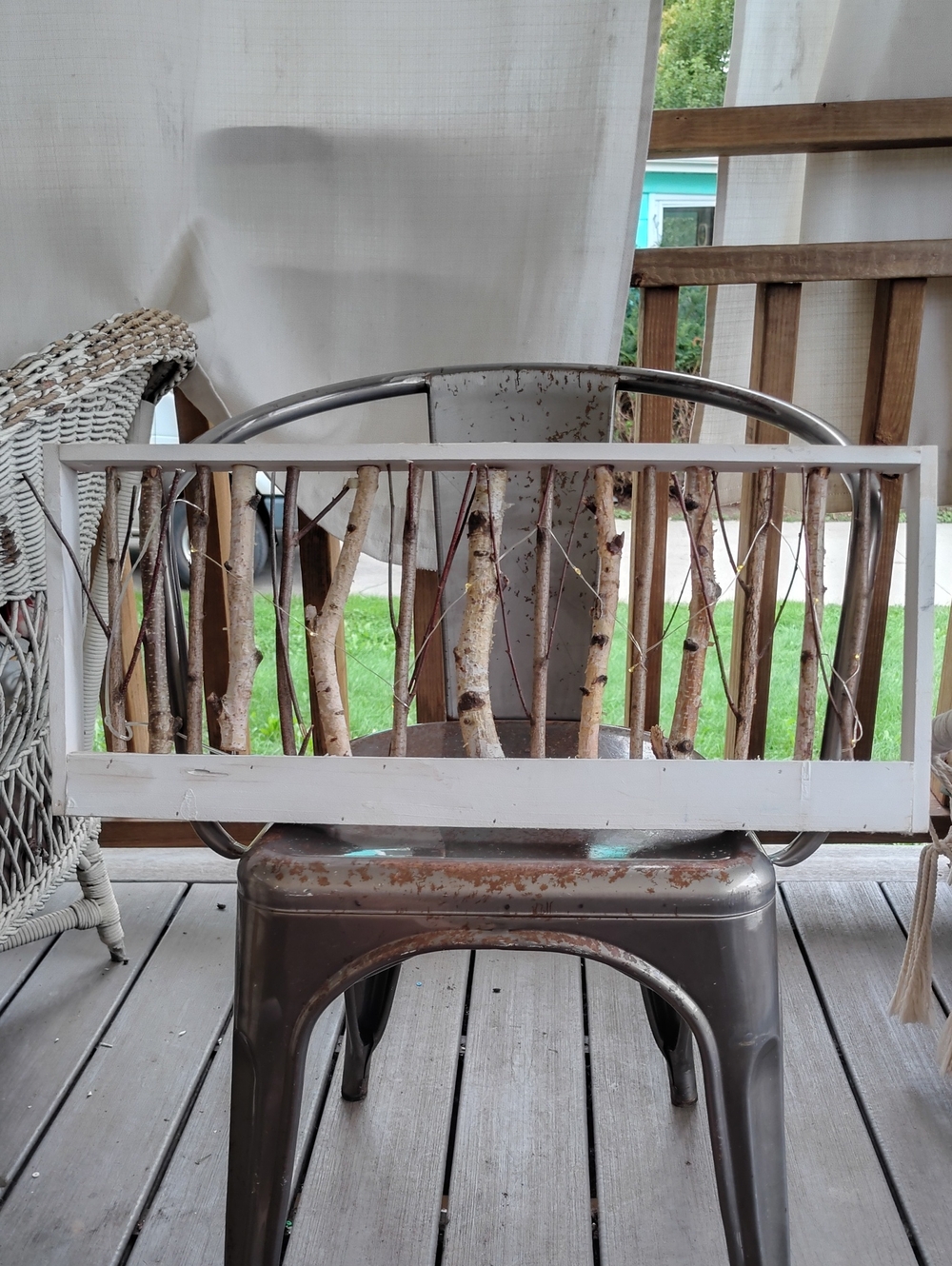 Rustic White Birch Branch Wall Hanging With Fairy Lights